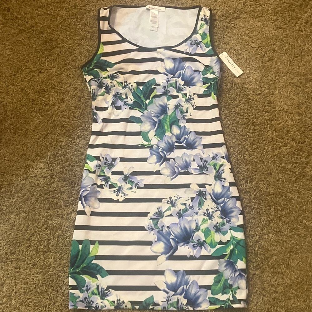 NWT Laundry by Design Striped Floral Mini Dress